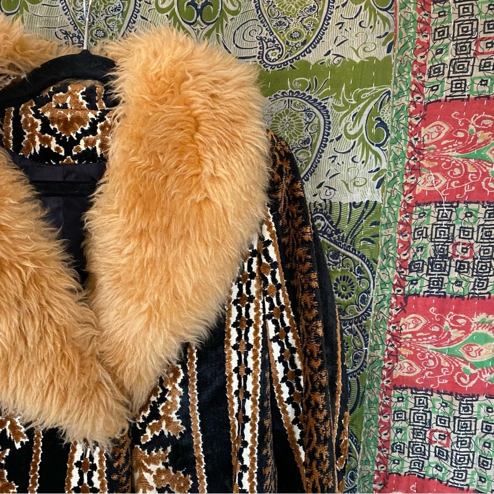 Vtg 1960's Country Pacer Multicolored Tapestry Faux Fur Penny Lane Coat Size S/M - Picture 6 of 16